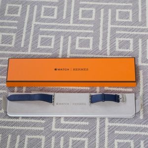 Hermes Apple Watch band navy leather 40mm women's